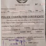 police character certificate - sample