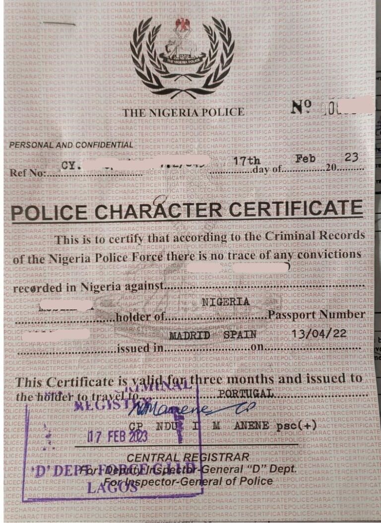 Police Character Certificate | Chassis.ng